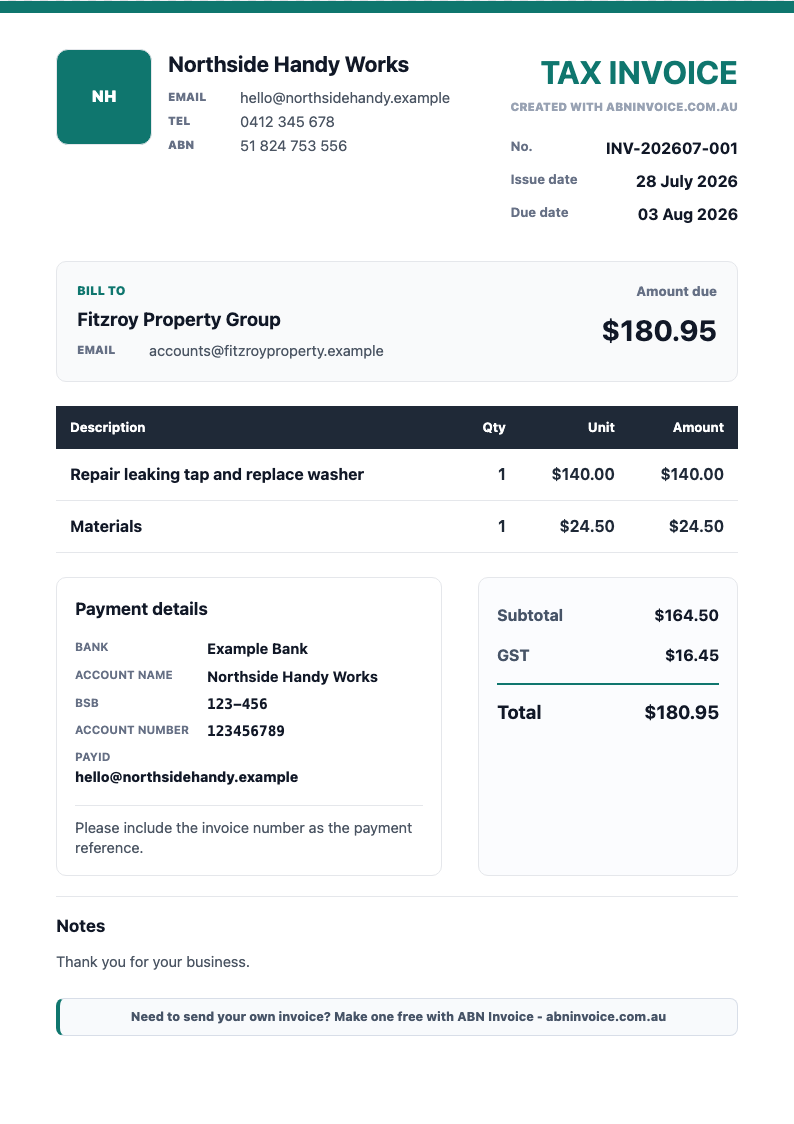 ABN Invoice 中文操作界面和英文澳洲 invoice 实时预览范例